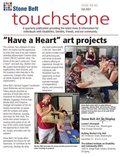 Front cover of Fall Touchstone including a photo of Art Studio clients 